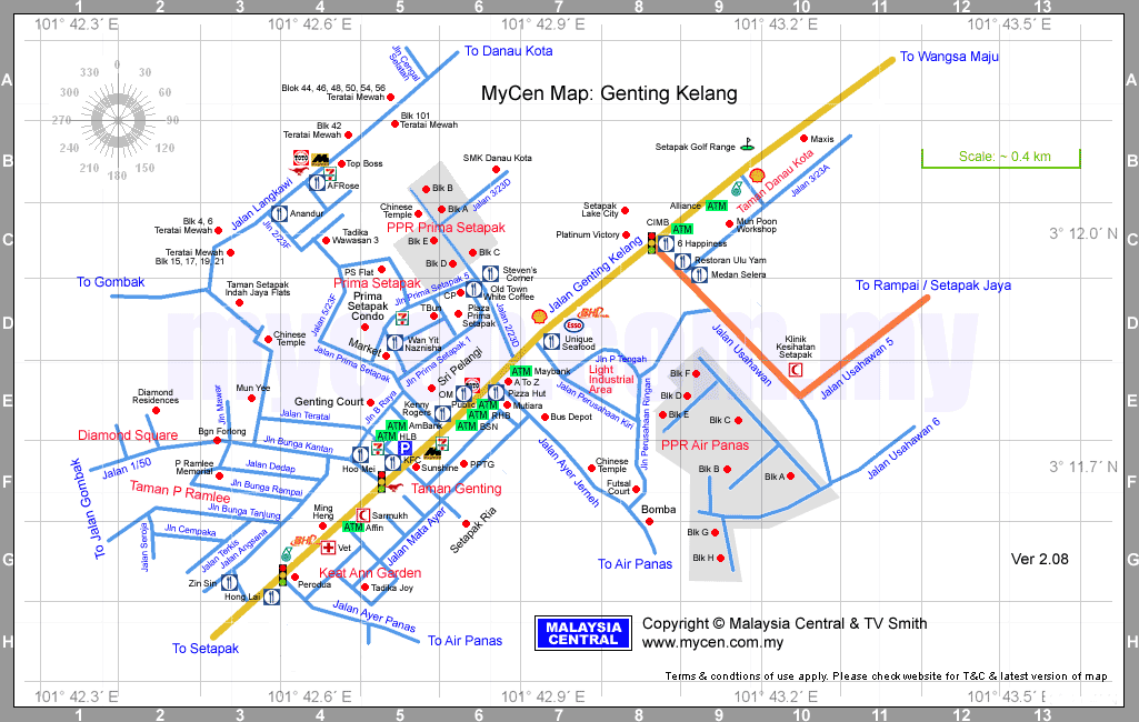 Map Of  Genting Kelang Area , Kuala Lumpur